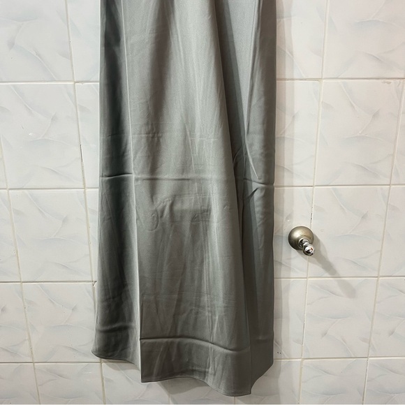 J. Crew 2 Gray Silver Satin 90s Quiet Luxury Minimalist Fairy Midi Slip Dress - Picture 5 of 11